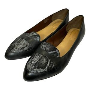 Hush Puppies Black with Snakeskin pattern leather Flats size 12